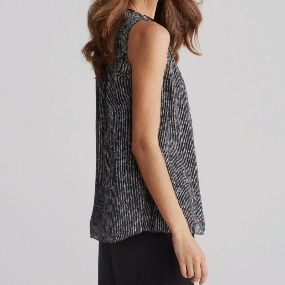 Eileen Fisher Elemental Printed Crinkle Silk Tank Top Size XS (Retail $228) - Picture 3 of 12